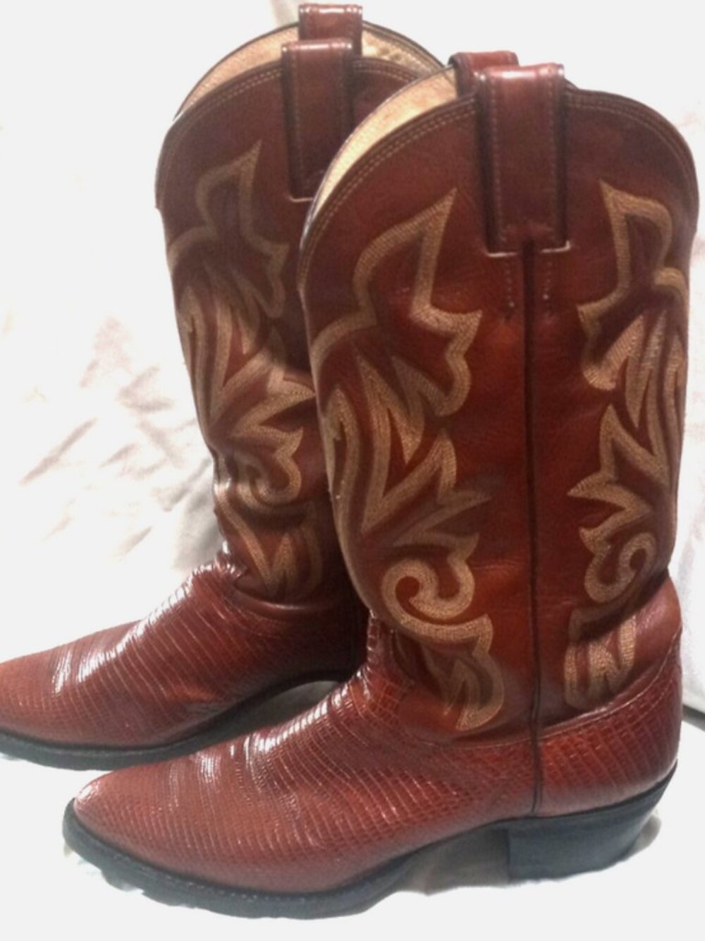Vintage Justin USA Men's 9D Genuine Lizard Leather Cowboy Western Boots